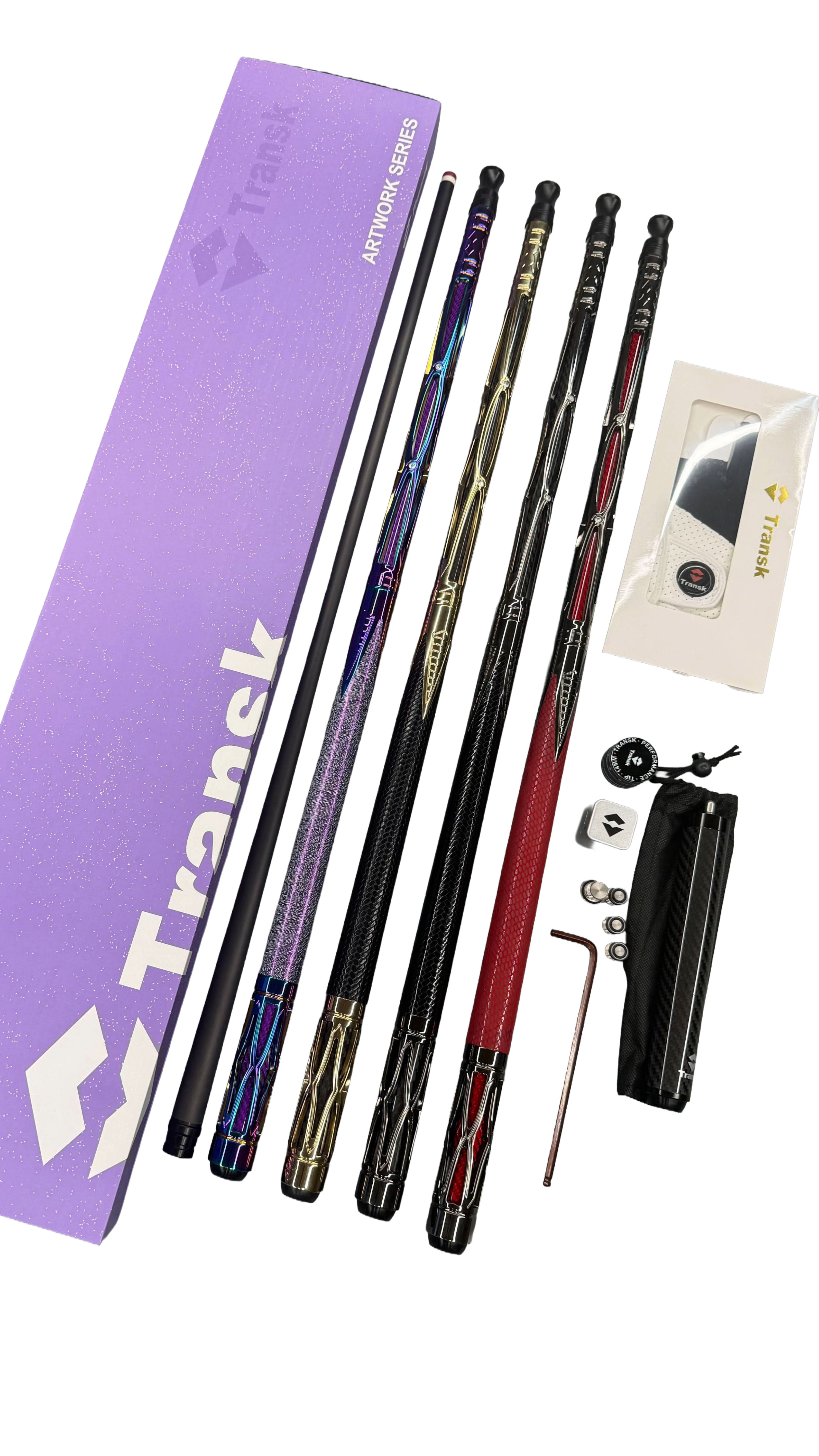 Transk Metal Carbon Fiber Pool Cue - with Full accessories and Box